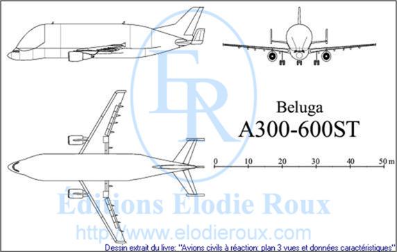 Copyright: Elodie Roux/A300-600ST-Beluga 3-view drawing/plan 3 vues