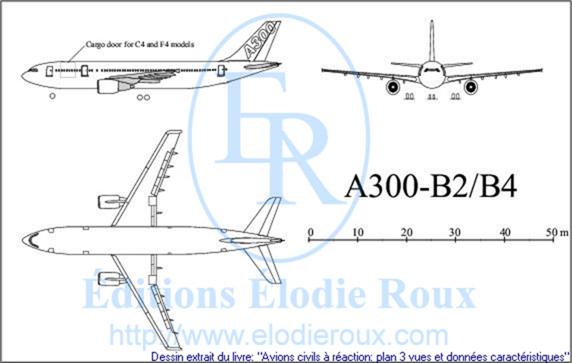 Copyright: Elodie Roux/A300-B2B4 3-view drawing/plan 3 vues