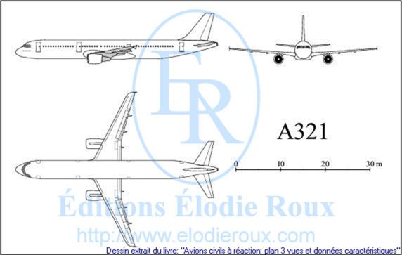 Copyright: Elodie Roux/A321 3-view drawing/plan 3 vues