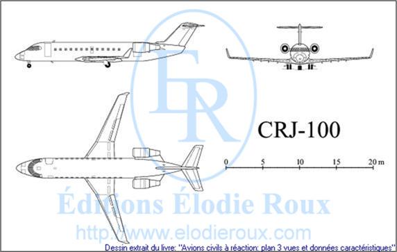 Copyright: Elodie Roux/CRJ100 3-view drawing/plan 3 vues