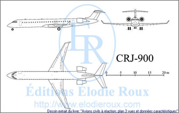 Copyright: Elodie Roux/CRJ900 3-view drawing/plan 3 vues