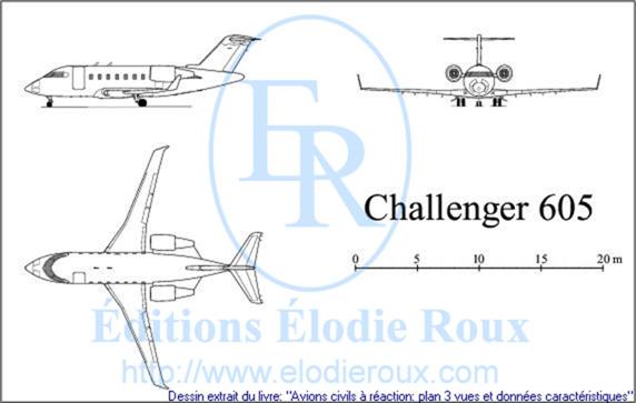 Copyright: Elodie Roux/Challenger605 3-view drawing/plan 3 vues