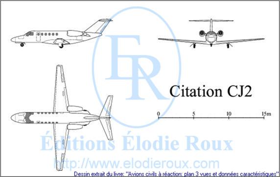Copyright: Elodie Roux/CitationCJ2 3-view drawing/plan 3 vues