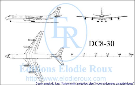Copyright: Elodie Roux/DC8-30 3-view drawing/plan 3 vues
