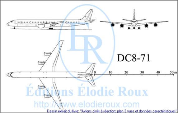 Copyright: Elodie Roux/DC8-71 3-view drawing/plan 3 vues