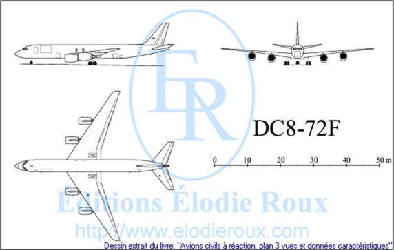 Copyright: Elodie Roux/DC8-72F 3-view drawing/plan 3 vues