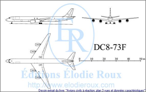 Copyright: Elodie Roux/DC8-73F 3-view drawing/plan 3 vues