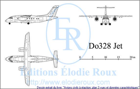 Copyright: Elodie Roux/Do328JET 3-view drawing/plan 3 vues