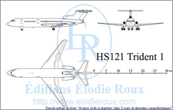 Copyright: Elodie Roux/HS121Trident1 3-view drawing/plan 3 vues