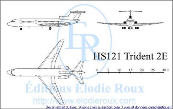 Copyright: Elodie Roux/HS121Trident2E 3-view drawing/plan 3 vues