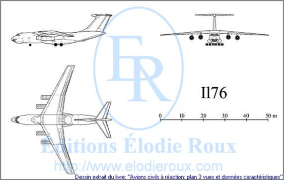 Copyright: Elodie Roux/Il76 3-view drawing/plan 3 vues