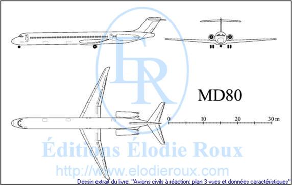 Copyright: Elodie Roux/MD80 3-view drawing/plan 3 vues
